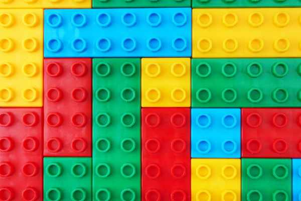 Array of multi-coloured Lego bricks for Lego Day