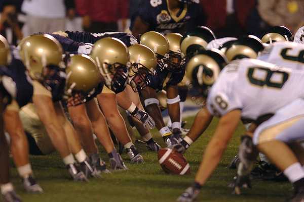 NFL Super Bowl. American footballers on the pitch