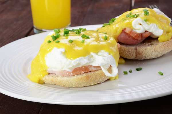 Eggs benedict on a plate for Eggs Benedict Day