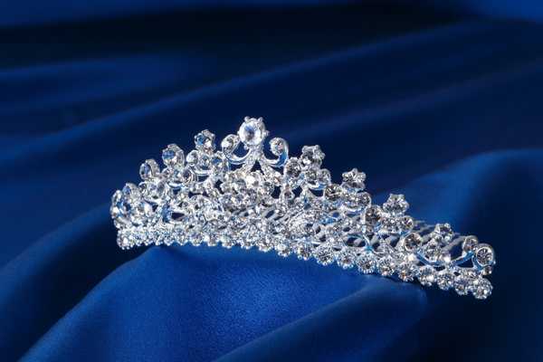 Sparkling tiara on blue velvet for International Tiara Day