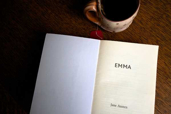 Emma book open at the front page for Jane Austen Regency Week