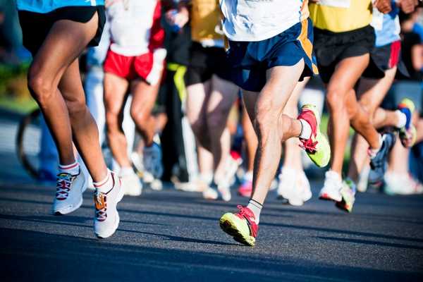 Runners legs in a race for London Marathon