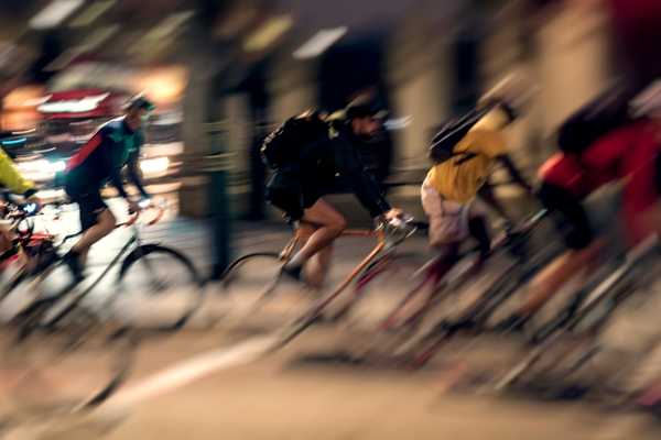 Blurred images of cyclists for Ride London