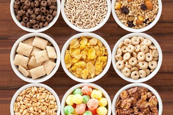 Small bowls with different cereals for Cereal Day