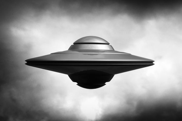 Black and white UFO for World UFO Day