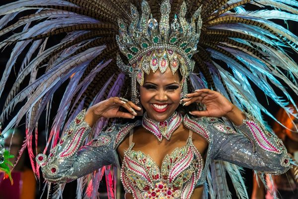 Lady in carnival costume for the Notting Hill Carnival