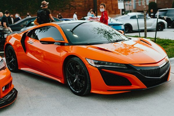 Orange motor car for Geneva Motor Show Doha