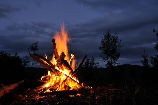 Burning bonfire for Guy Fawkes Night / Bonfire Night