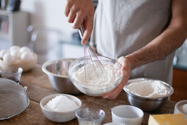 Person whisking egg whites for National Baking Week