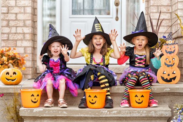 Children in Halloween costumes for the Autumn Half Term Holidays