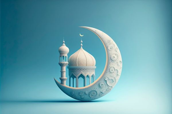 Mosque and moon for Ramadan