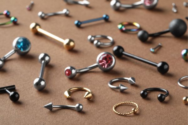 Array of piercing jewellery for International Body Piercing Day
