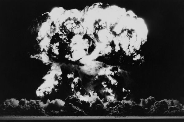 Nuclear bomb exploding Hiroshima