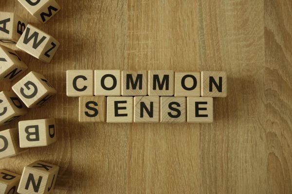 Scrabble tiles spelling Common Sense